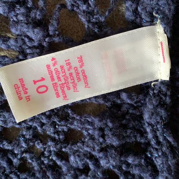 Justice Short Sleeve Crochet Cardigan Sweater a size 10 - Picture 3 of 5